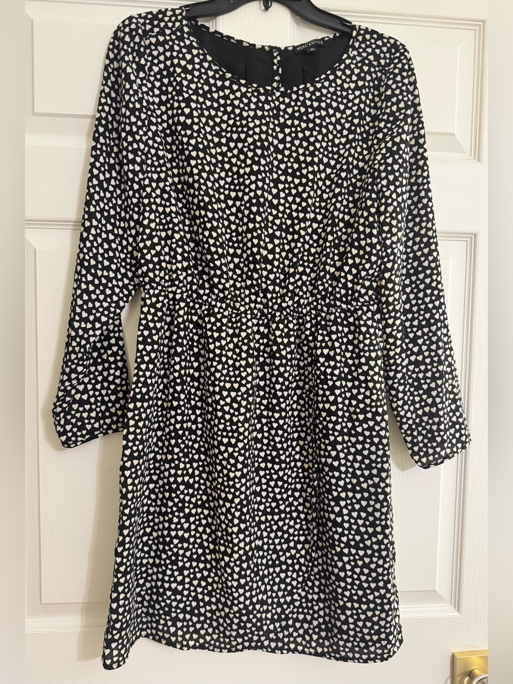 J.Crew Mercantile Black White Heart Print Dress Size 8